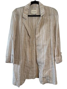 Stoosh Linen Blend Open Front Blazer